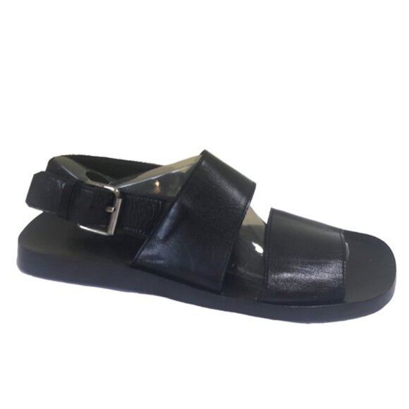 Burberry NEW Leather Strap Buckle MinimalistSandals Flats Shoes Unisex Black
